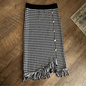 Nanette Lepore Asymmetrical Ruffled Midi Skirt w/beautiful gold buttons